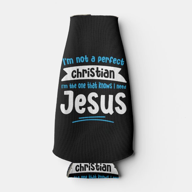 Jesus Men Women Kids Fun Christian Bible Faith Jes Bottle Cooler (Front)
