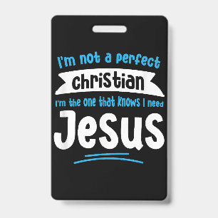Jesus Men Women Kids Fun Christian Bible Faith Jes ID Badge
