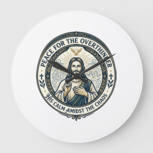 Jesus Mental Health Affirmations T-Shirt Inspirati Large Clock