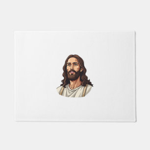 Jesus Mercy Face Vintage Engraved White Tee 2 Doormat