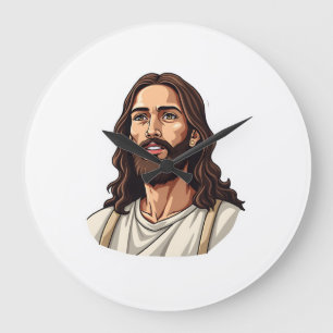 Jesus Mercy Face Vintage Engraved White Tee 2 Large Clock