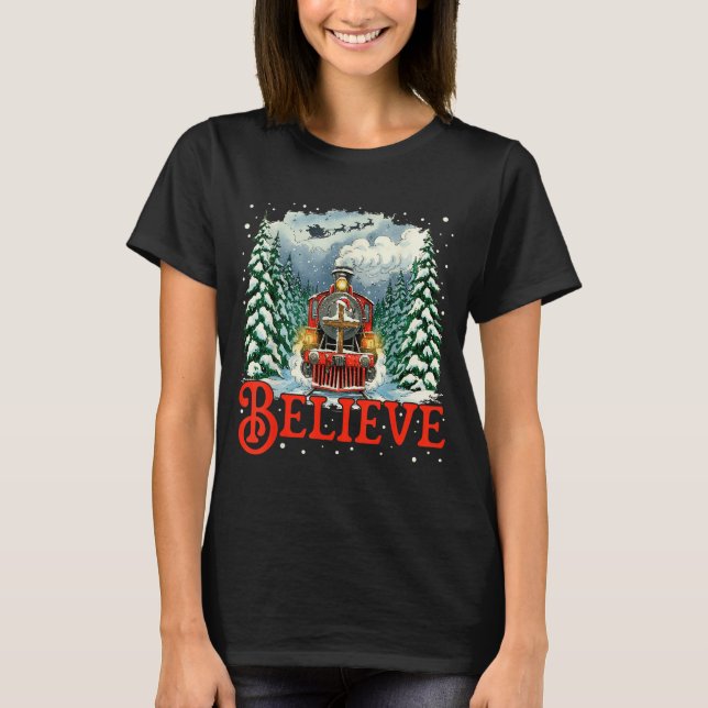 Jesus Merry Xmas Faith Train To North Le Santa Sle T-Shirt (Front)
