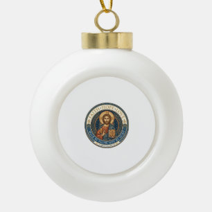 Jesus Monastic Contemplative Spirituality Graphic  Ceramic Ball Christmas Ornament