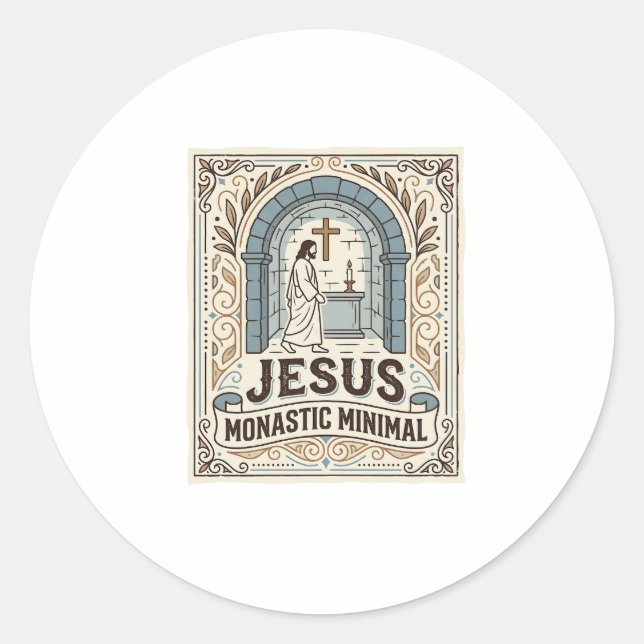 Jesus Monastic Minimal Jesus Monastic Minimal Chri Classic Round Sticker (Front)