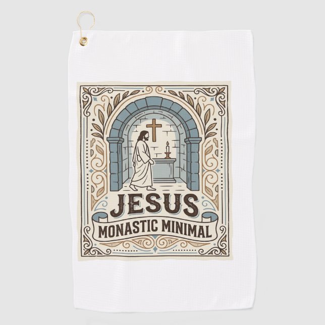 Jesus Monastic Minimal Jesus Monastic Minimal Chri Golf Towel (Front)