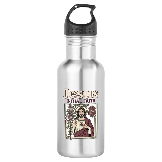 Jesus Monogram Initial Faith Jesus Monogram Initia 532 Ml Water Bottle (Front)