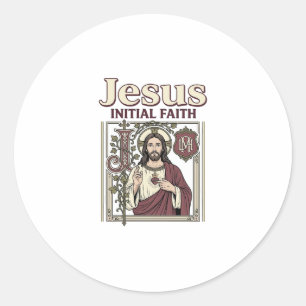 Jesus Monogram Initial Faith Jesus Monogram Initia Classic Round Sticker