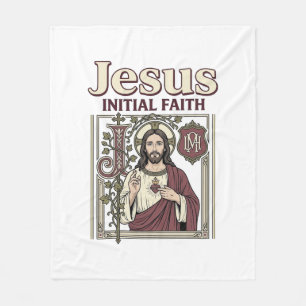 Jesus Monogram Initial Faith Jesus Monogram Initia Fleece Blanket