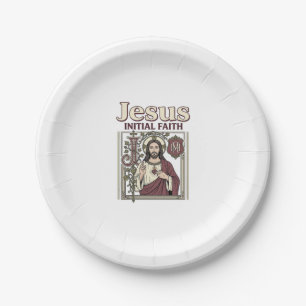 Jesus Monogram Initial Faith Jesus Monogram Initia Paper Plate