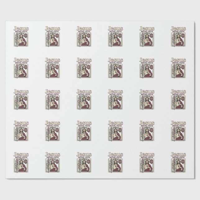 Jesus Monogram Initial Faith Jesus Monogram Initia Wrapping Paper (Flat)