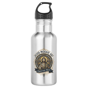 Jesus Mosaic Art Jesus Mosaic Art Christian Faith  532 Ml Water Bottle