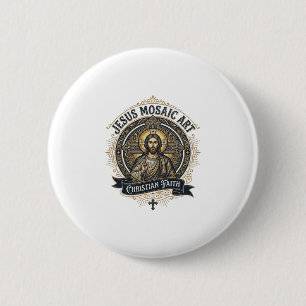 Jesus Mosaic Art Jesus Mosaic Art Christian Faith  6 Cm Round Badge