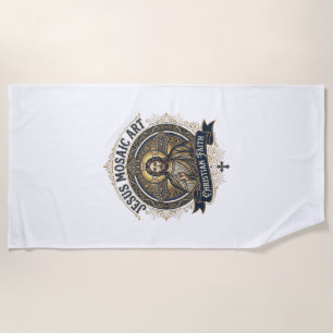 Jesus Mosaic Art Jesus Mosaic Art Christian Faith Beach Towel