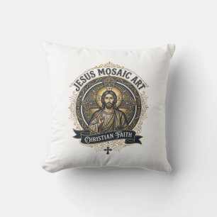 Jesus Mosaic Art Jesus Mosaic Art Christian Faith Cushion