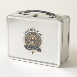 Jesus Mosaic Art Jesus Mosaic Art Christian Faith  Metal Lunch Box