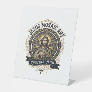Jesus Mosaic Art Jesus Mosaic Art Christian Faith Pedestal Sign