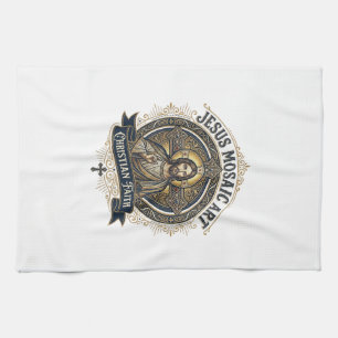 Jesus Mosaic Art Jesus Mosaic Art Christian Faith  Tea Towel