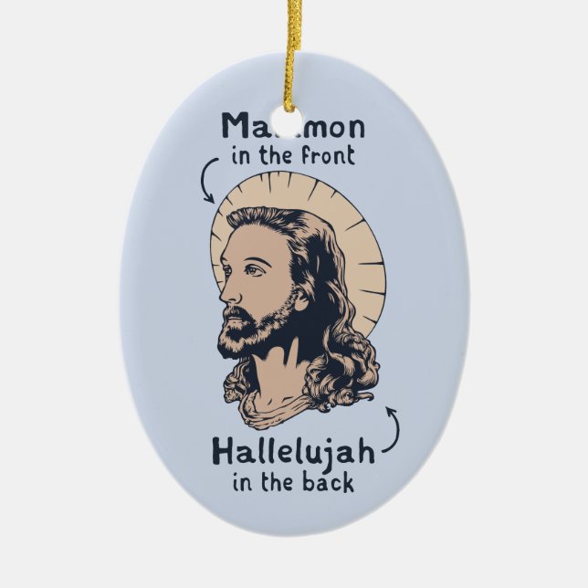 Jesus Mullet Ceramic Tree Decoration (Front)