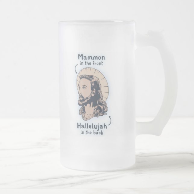 Jesus Mullet Frosted Glass Beer Mug (Right)