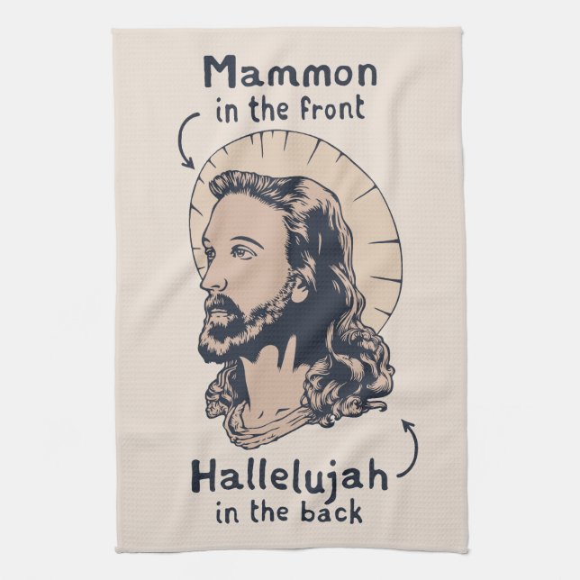 Jesus Mullet Tea Towel (Vertical)