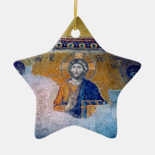 jesus mural star ceramic tree decoration (Front)