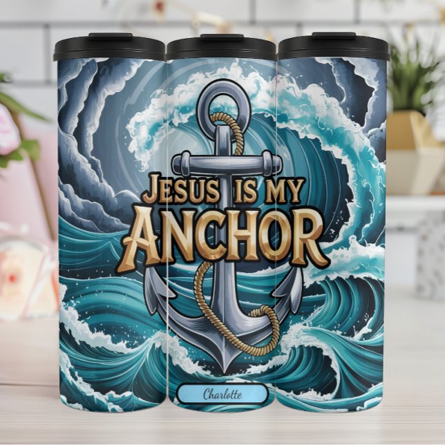 Jesus My Anchor Stormy Seas Thermal Tumbler (Creator Uploaded)
