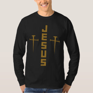 JESUS Nail Cross Christian Faith For Believers GLD T-Shirt