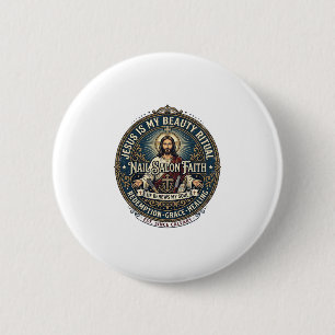 Jesus Nail Tech Nail Artist T-Shirt Inspirational 6 Cm Round Badge