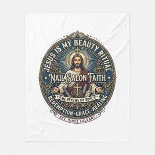 Jesus Nail Tech Nail Artist T-Shirt Inspirational Fleece Blanket