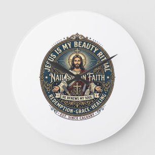 Jesus Nail Tech Nail Artist T-Shirt Inspirational  Large Clock