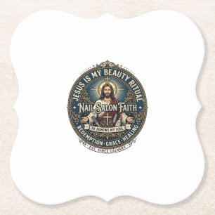 Jesus Nail Tech Nail Artist T-Shirt Inspirational  Paper Coaster