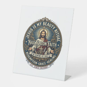 Jesus Nail Tech Nail Artist T-Shirt Inspirational Pedestal Sign