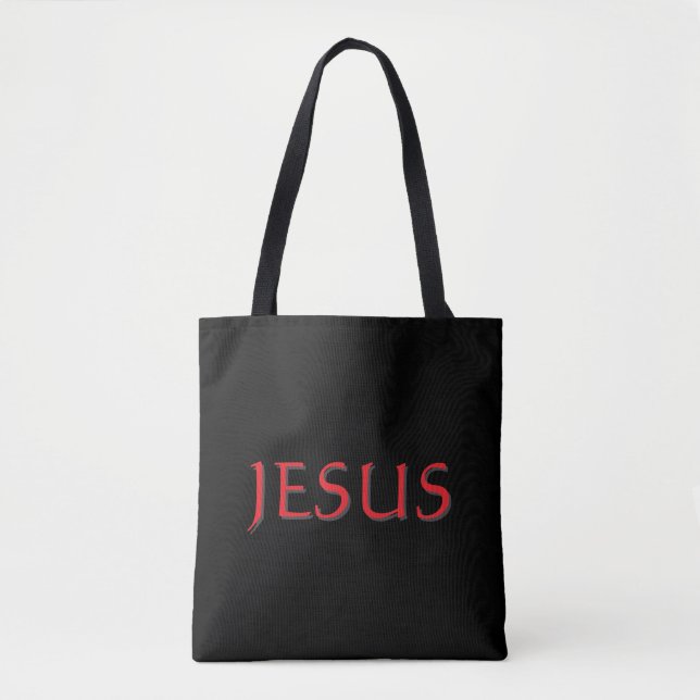Jesus Name Black and Red  Tote Bag (Front)