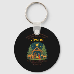 Jesus Nativity Christian Christmas Bible Pjs Toddl Key Ring