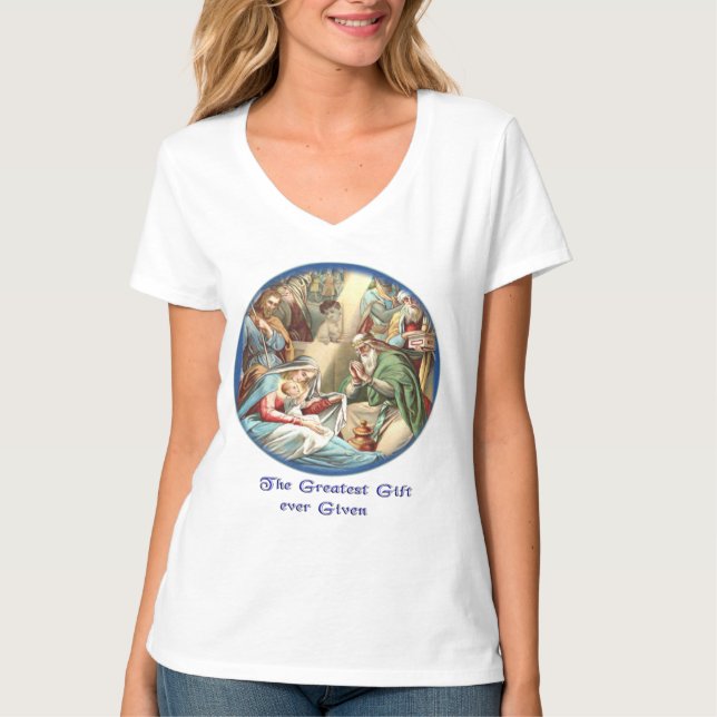 Jesus nativity scene gifts T-Shirt (Front)