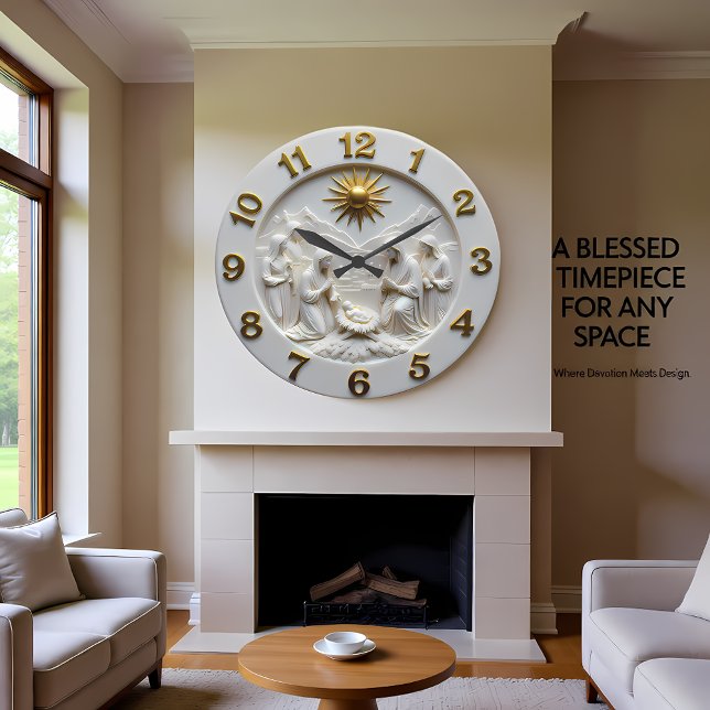 Jesus Nativity Scene Marble Large Clock (Creator Uploaded)