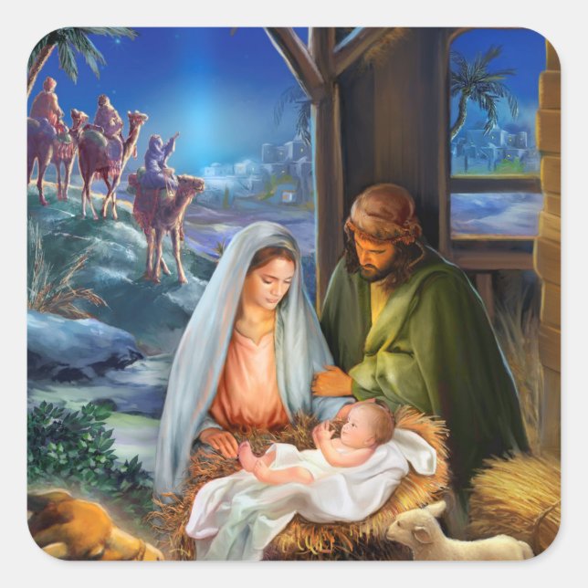 Jesus of Bethlehem Square Sticker (Front)