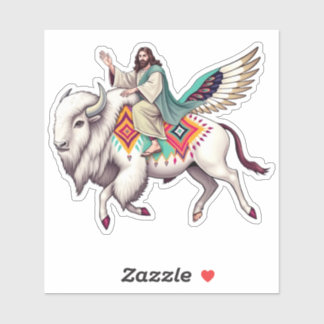 Jesus on a White Buffalo (Bison)