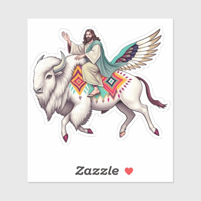 Jesus on a White Buffalo (Bison) (Sheet)