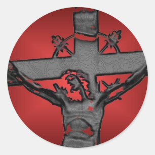 Jesus on Cross 4c Classic Round Sticker