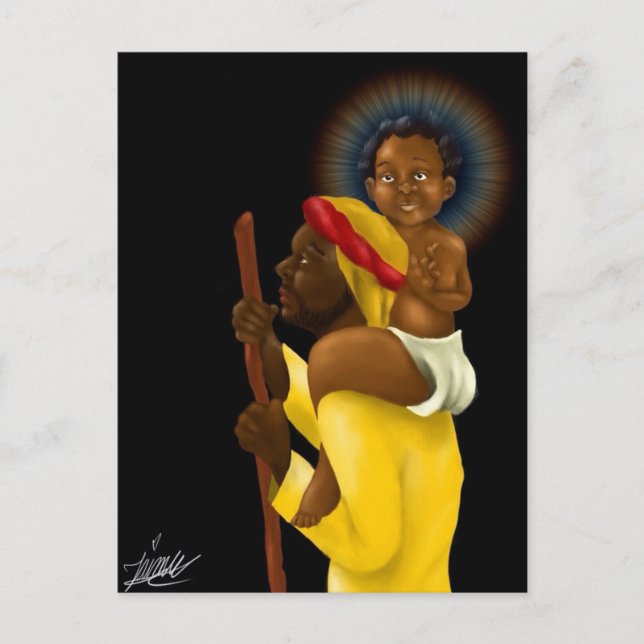 Jesus on Joseph's shoulders Postcard (Front)