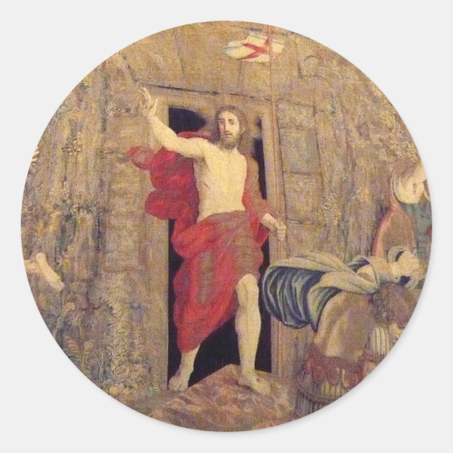 Jesus on Resurrection Tapestry in the Vatican Classic Round Sticker (Front)