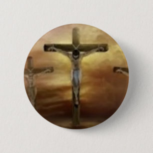 JESUS ON THE CROSS 6 CM ROUND BADGE