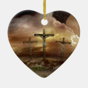 JESUS ON THE CROSS CERAMIC TREE DECORATION