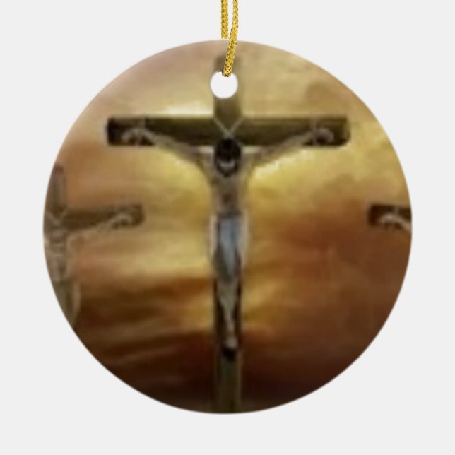 JESUS ON THE CROSS CERAMIC TREE DECORATION (Front)