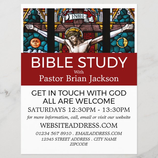 Jesus on the Cross, Christian Bible Class Advert Flyer (Front)