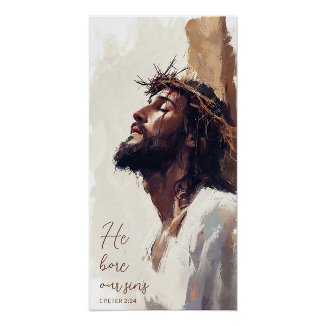 Jesus on the Cross Painting Crown of Thorns Poster (Front)