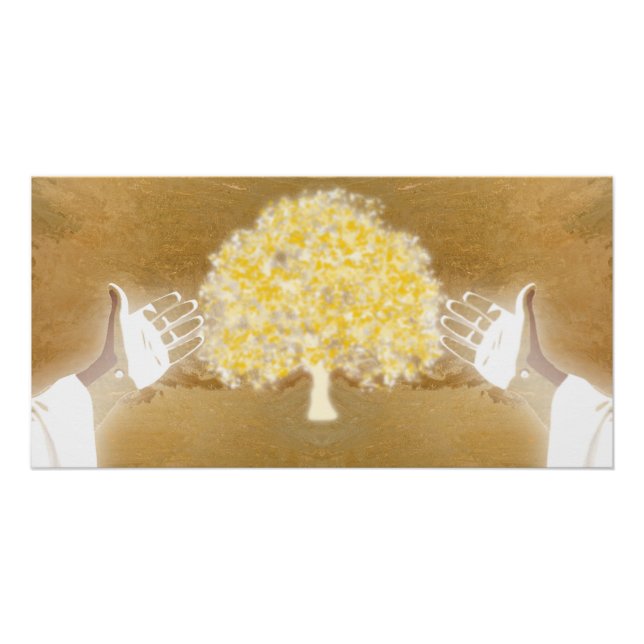 Jesus Open arms Nails in Hands Tree Of Life Poster (Front)