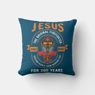 Jesus Original Firefighter Faith Cross Christian Cushion