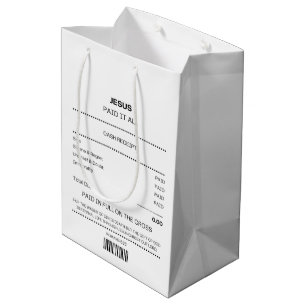 Jesus Paid It All Cash Receipt Church Gift Medium Gift Bag